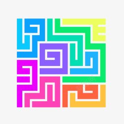扁平彩色迷宫矢量图素材