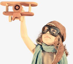 玩木头飞机的男孩海报背景素材