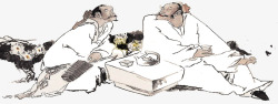 中国画古代老人医疗素材