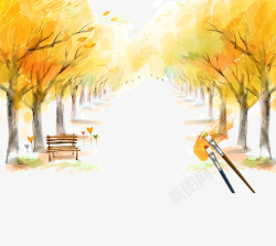 秋天黄色场景素材