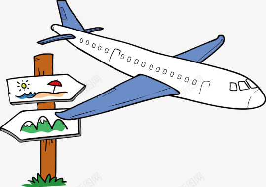 选择飞机出行飞机指路牌旅游出行元素图标图标