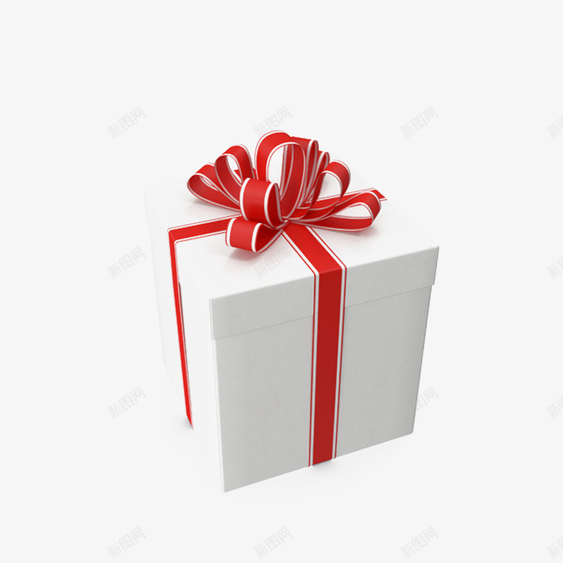 带红色丝带的礼品盒png免抠素材_88icon https://88icon.com 带丝带的 白色包装 礼品盒 红色
