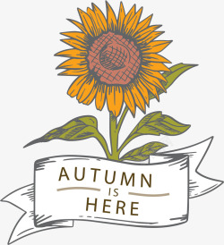 手绘秋季立秋向日葵矢量图素材