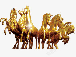八匹马炫酷发光金色八匹马高清图片