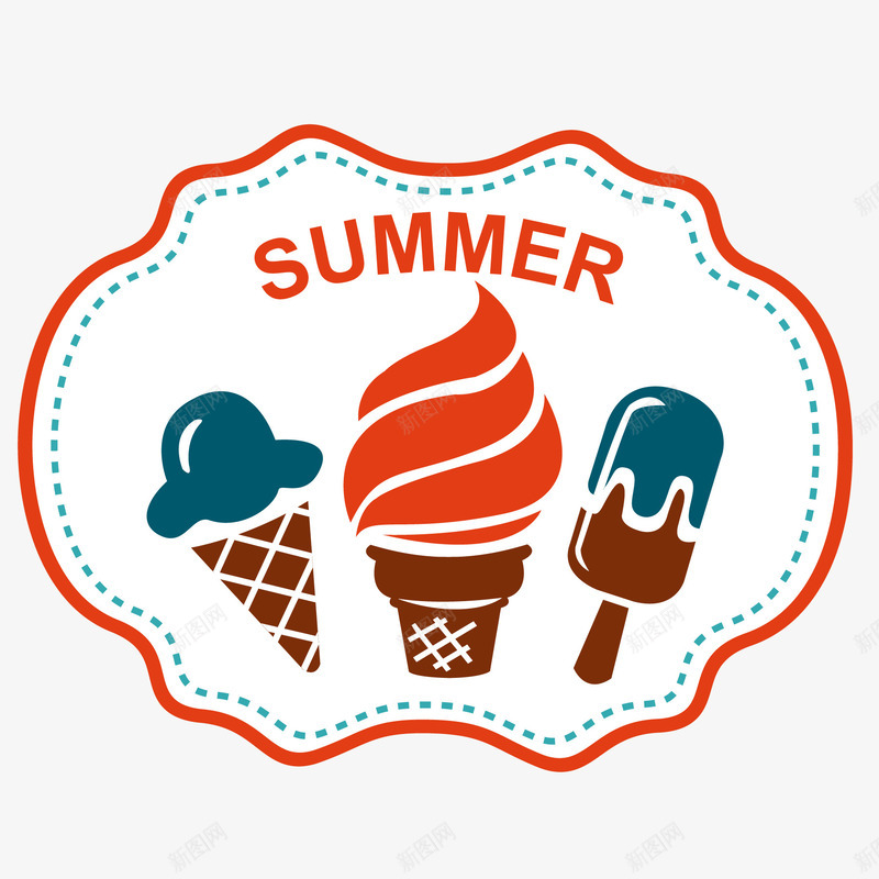 卡通彩色的冰淇淋夏季标签png免抠素材_88icon https://88icon.com 冰淇淋 卡通 夏季 标签设计 甜筒 甜食