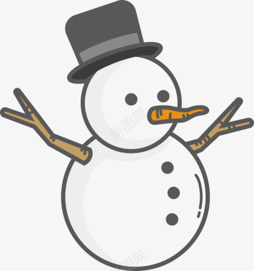 冬天的雪人卡通雪人标矢量图图标图标