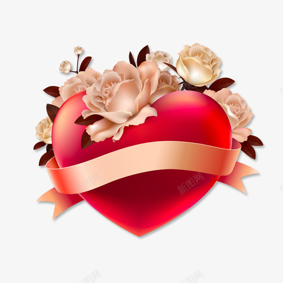 粉玫瑰红星png免抠素材_88icon https://88icon.com 丝带 婚庆 粉玫瑰 红心