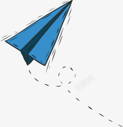蓝色手绘纸飞机素材