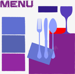 紫色餐具背景素材