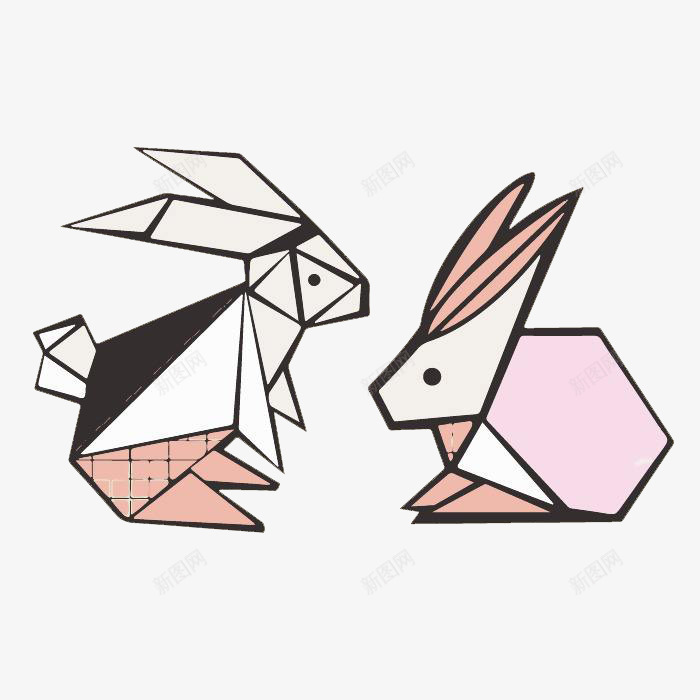 不规则图形拼成兔子png免抠素材_88icon https://88icon.com 不规则图形 两只兔子 兔子 创意 卡通 特色