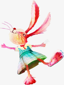 跳舞的粉色兔子素材