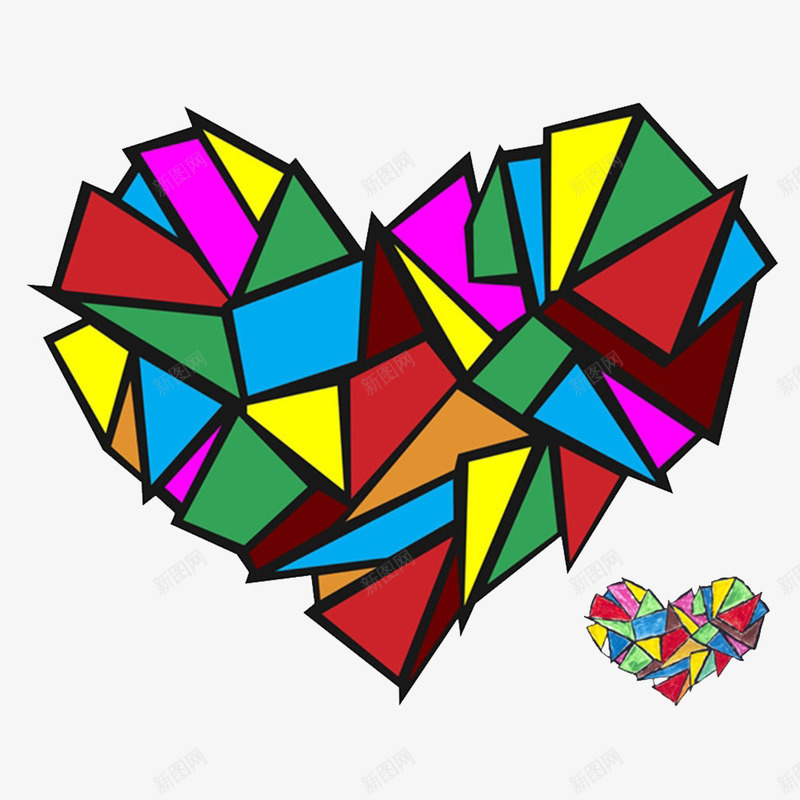 卡通彩色玻璃心碎掉的PSD分层psd免抠素材_88icon https://88icon.com 不开心 伤心欲绝 伤心痛苦 卡通心碎 心狠 扎心 玻璃心 痛心