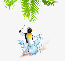 椰子树枝夏日冰爽元素高清图片