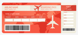 现代红色机票登机牌素材