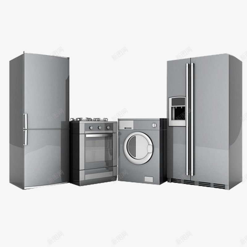 电器组合冰箱png免抠素材_88icon https://88icon.com 冰箱 双开门 洗衣机 电器组合
