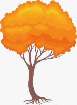 一棵叶子黄了的大树矢量图素材