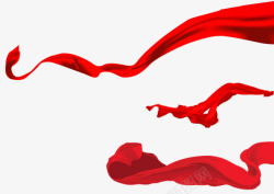 红色手绘漂浮丝带海报装饰素材