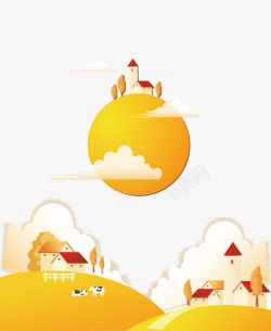 黄色景象秋天的风景高清图片
