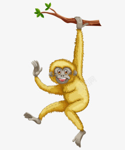卡通手绘猴子树枝素材