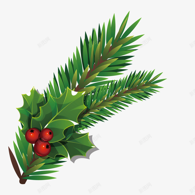 圣诞树树枝和红果果png免抠素材_88icon https://88icon.com 卡通 圣诞树 圣诞节 枝干 树枝 红果果 绿植
