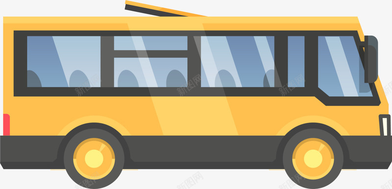 黄色扁平卡通客车png免抠素材_88icon https://88icon.com 儿童玩具 卡通客车 游戏 玩耍 童年 童趣 黄色客车
