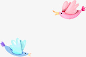 手绘粉蓝色小鸟装饰素材