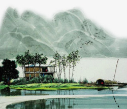 中国风古代风景装饰图案素材