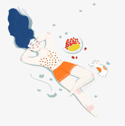 水果裙子手绘清凉夏季女生插画高清图片