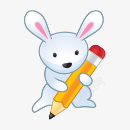 小白兔铅笔图标图标