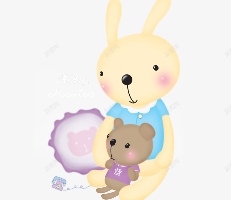 兔子一家1png免抠素材_88icon https://88icon.com 卡通兔子 母亲节 母兔抱小兔 母爱