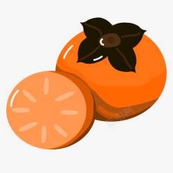 卡通秋季手绘水果元素柿子素材