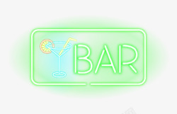 炫酷绿色霓虹灯bar酒吧标志素材