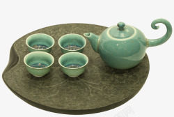 绿色陶瓷茶具素材
