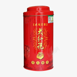 武夷岩茶大红袍红色茶叶铁罐高清图片
