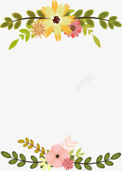 树叶花朵装饰边框素材