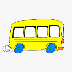 卡通汽车装饰黄色卡通巴士元素高清图片