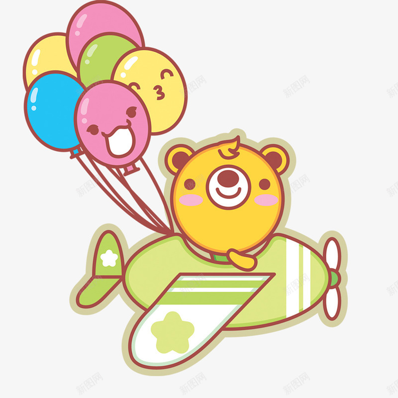 卡通开飞机的小熊png免抠素材_88icon https://88icon.com 创意 卡通 小熊 开飞机 插画设计 贴纸设计