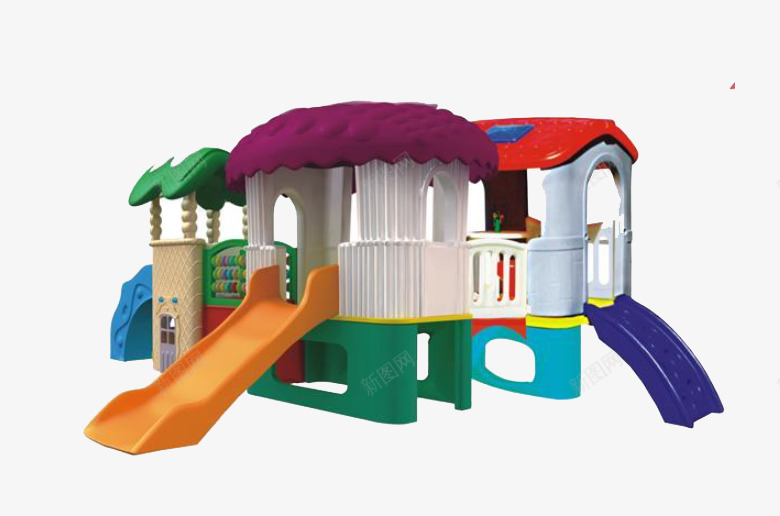 幼儿园玩具png免抠素材_88icon https://88icon.com 孩子玩 房子 滑下来 滑梯