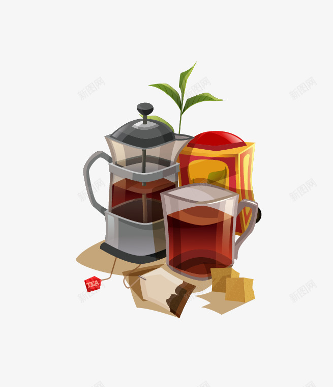 茶壶茶艺png免抠素材_88icon https://88icon.com 杯子 矢量杯 绿色 茶叶