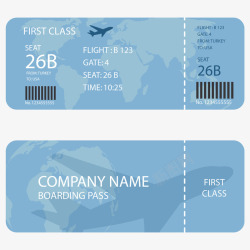 登机牌地图和飞机的背景矢量图素材