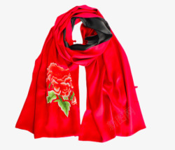 织锦楼刺绣红色大披肩长款丝巾素材