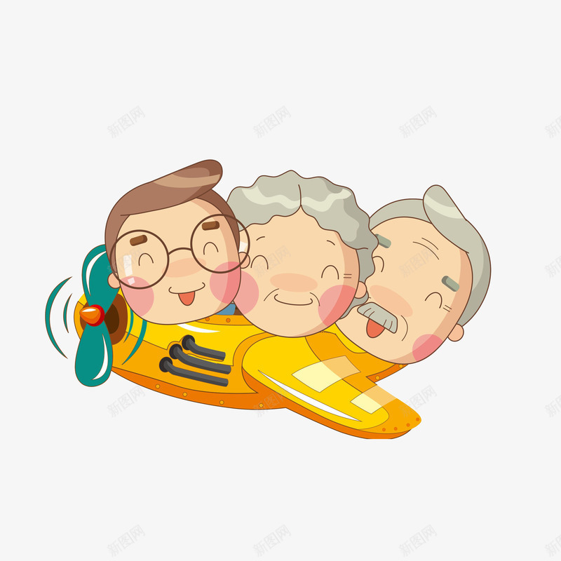 卡通坐在飞机上的老人夫妻和男子png免抠素材_88icon https://88icon.com 卡通坐在飞机上的老人夫妻和男子素材免费下载 卡通成人 卡通插画 卡通男子 老年夫妻 飞机起飞
