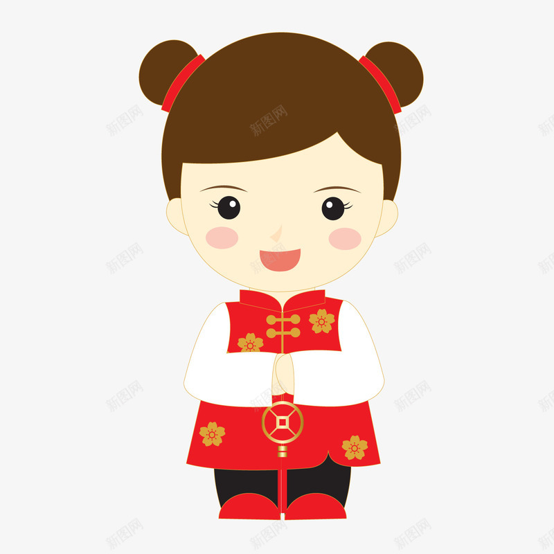 一个手绘的卡通女孩矢量图ai免抠素材_88icon https://88icon.com 一个女孩 作揖 卡通 双手作揖 扁平化 手绘 拜年 新年 矢量图