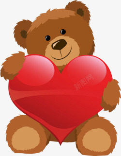 泰迪熊抱爱心像素材
