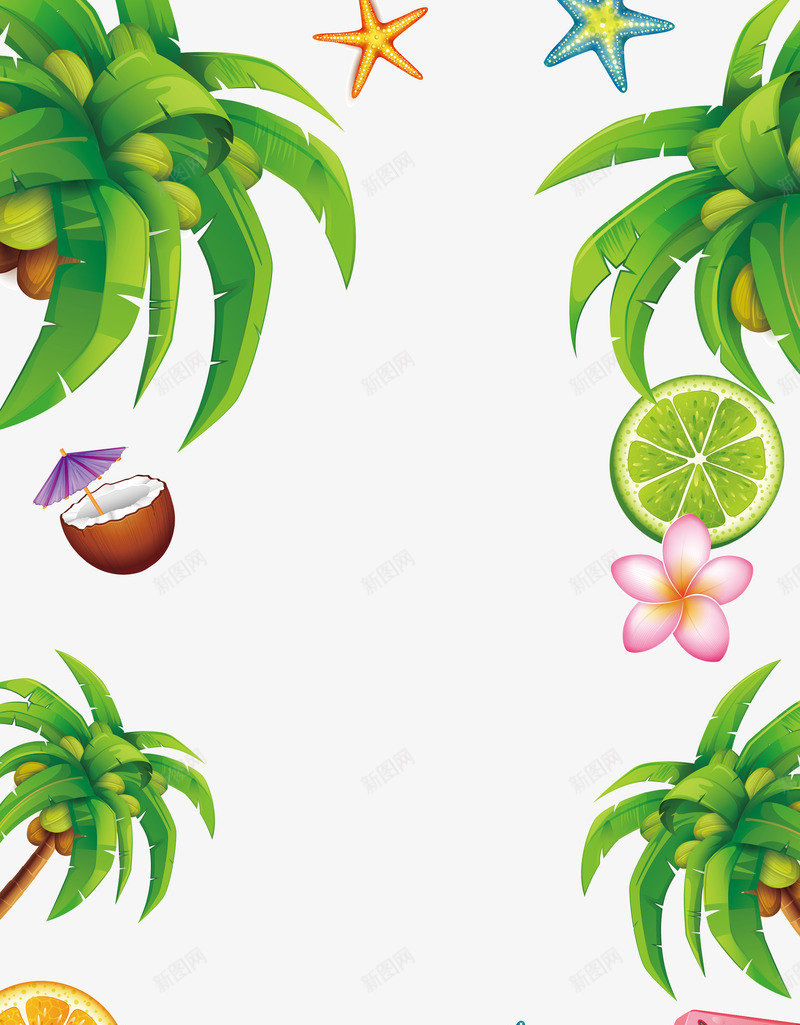 夏日植物边框矢量图ai免抠素材_88icon https://88icon.com 夏季 夏日 植物 水果 绿色 边框 矢量图