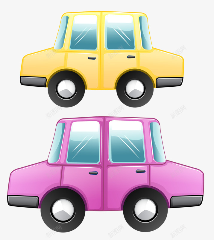 两辆小汽车png免抠素材_88icon https://88icon.com 卡通 汽车 玩具 粉色