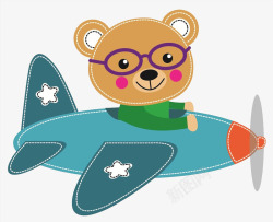 开飞机小熊卡通开飞机的小熊图高清图片