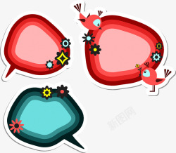 多彩小鸟无框画多彩气泡对话框高清图片
