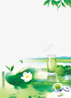 绿色清新茶文化海报背景素材