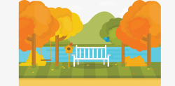 美丽秋天公园长凳矢量图素材